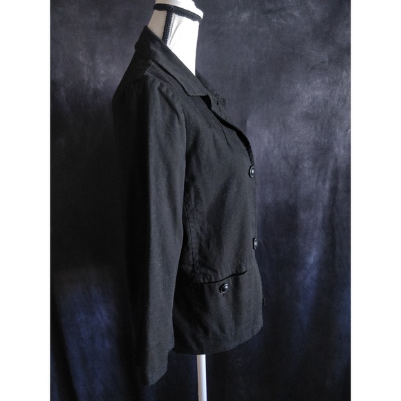 Talbots Black Triple Button Cropped Blazer Jacket 8 - Picture 4 of 12